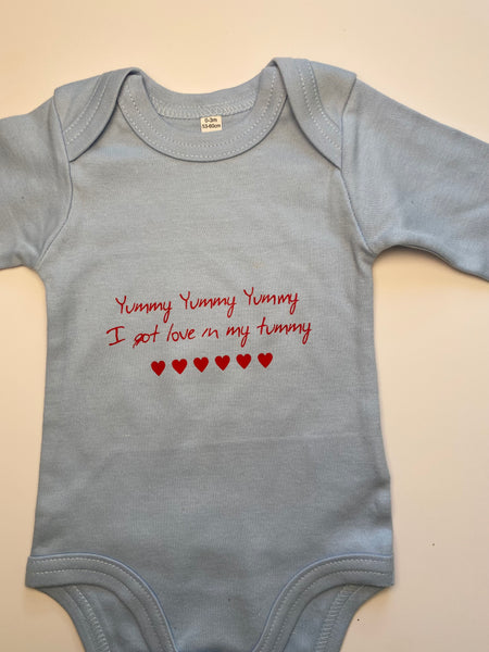 Organic Baby Gro: ( One Piece Body Suit) "I Arrived and the Earth Sang a Little Louder" Long Sleeve)