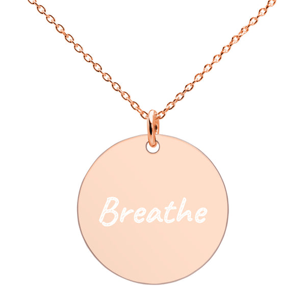 Engraved  Gold / Rose Gold /Silver Disc Necklace "Breathe"